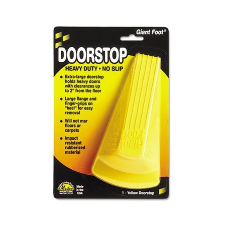Master Mfg Co Master, GIANT FOOT DOORSTOP, NO-SLIP RUBBER WEDGE, 3.5W X 6.75D X 2H, SAFETY YELLOW 00966